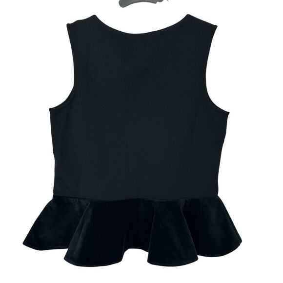 J Crew Top Women XXS Black Velvet Peplum Sleeveless V-Neck Layer Whimsigoth NEW - Picture 2 of 10